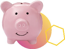 A piggy bank represents potential savings for patients that choose KONVOMEP liquid form omeprazole.